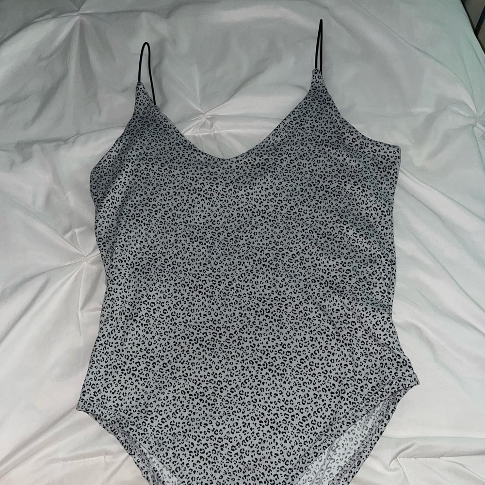 Black/Gray/Tan Leopard Bodysuit One Piece